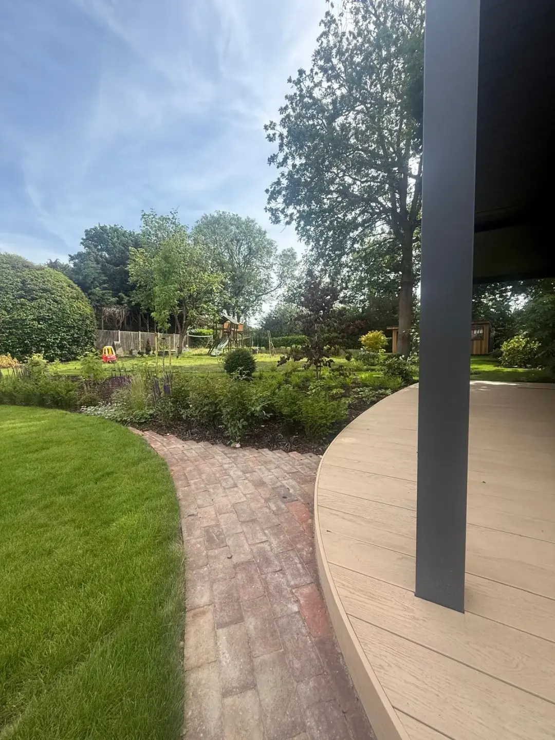 Decking installation with timber details