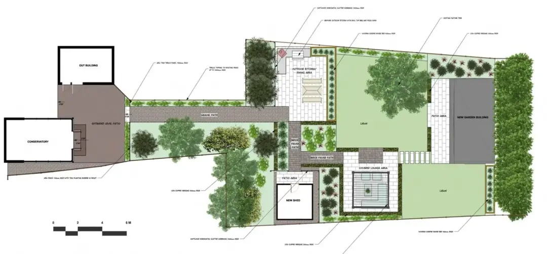 Bespoke garden design with contemporary planting